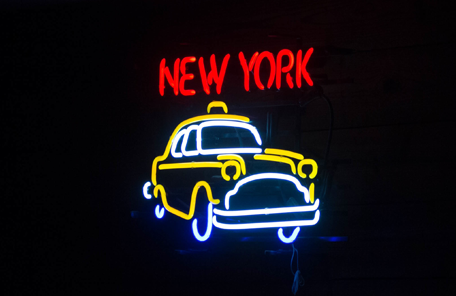 new york taxi cab neon lights