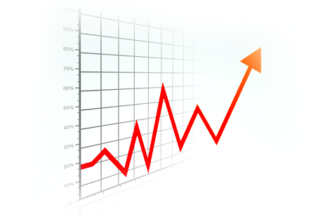 red rising graph showing conversion